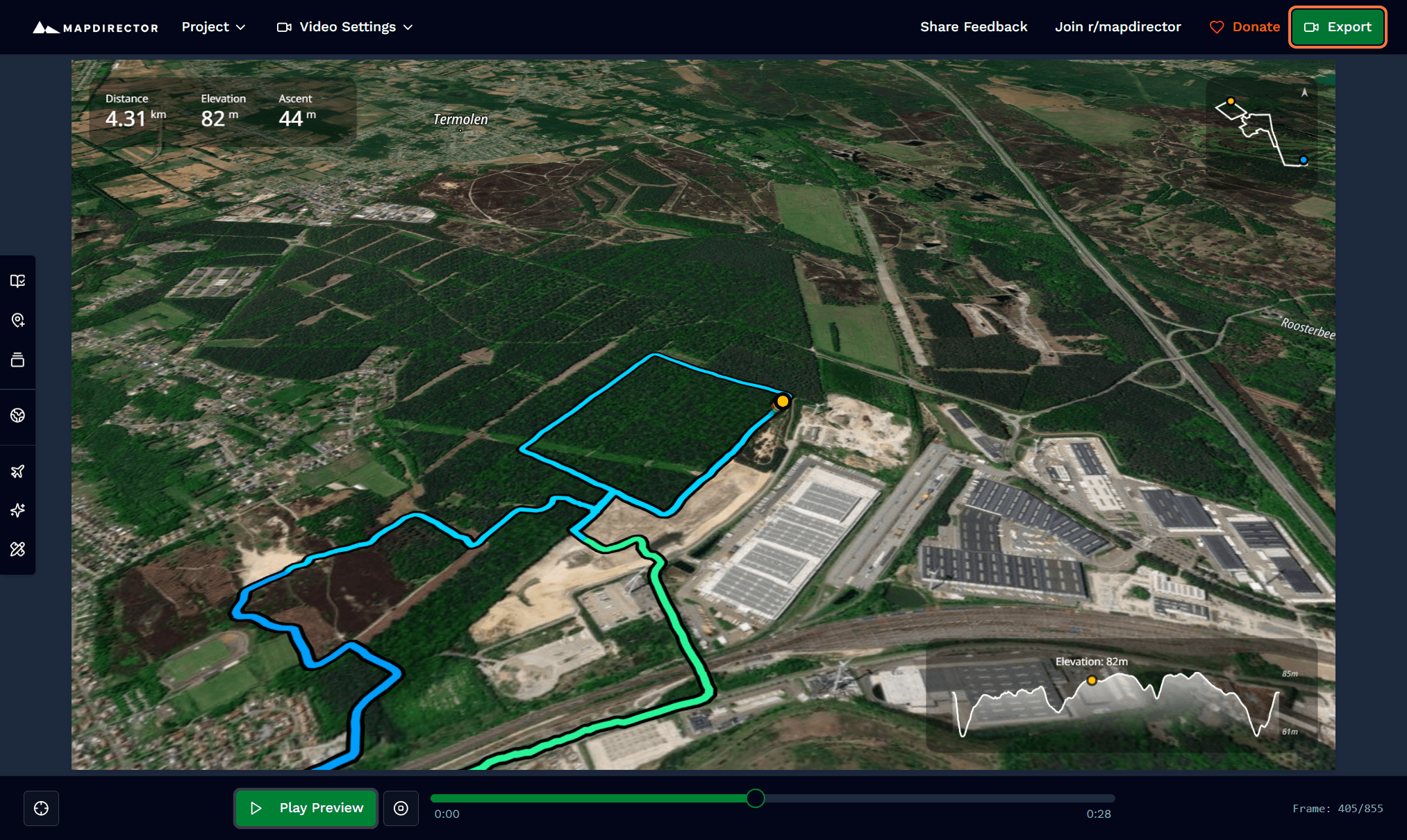 Download your finished 3D flyover video
